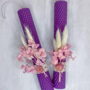 Μωβ Πασχαλινή Λαμπάδα από Φύλλα Κηρήθρας