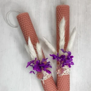 Ροζ Πασχαλινή Λαμπάδα από Φύλλα Κηρήθρας