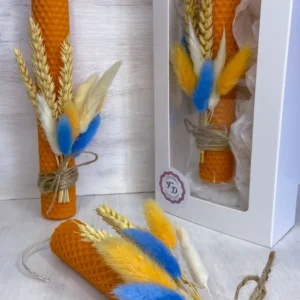 Πορτοκαλί Πασχαλινή Λαμπάδα από Φύλλα Κηρήθρας