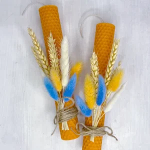 Πορτοκαλί Πασχαλινή Λαμπάδα από Φύλλα Κηρήθρας