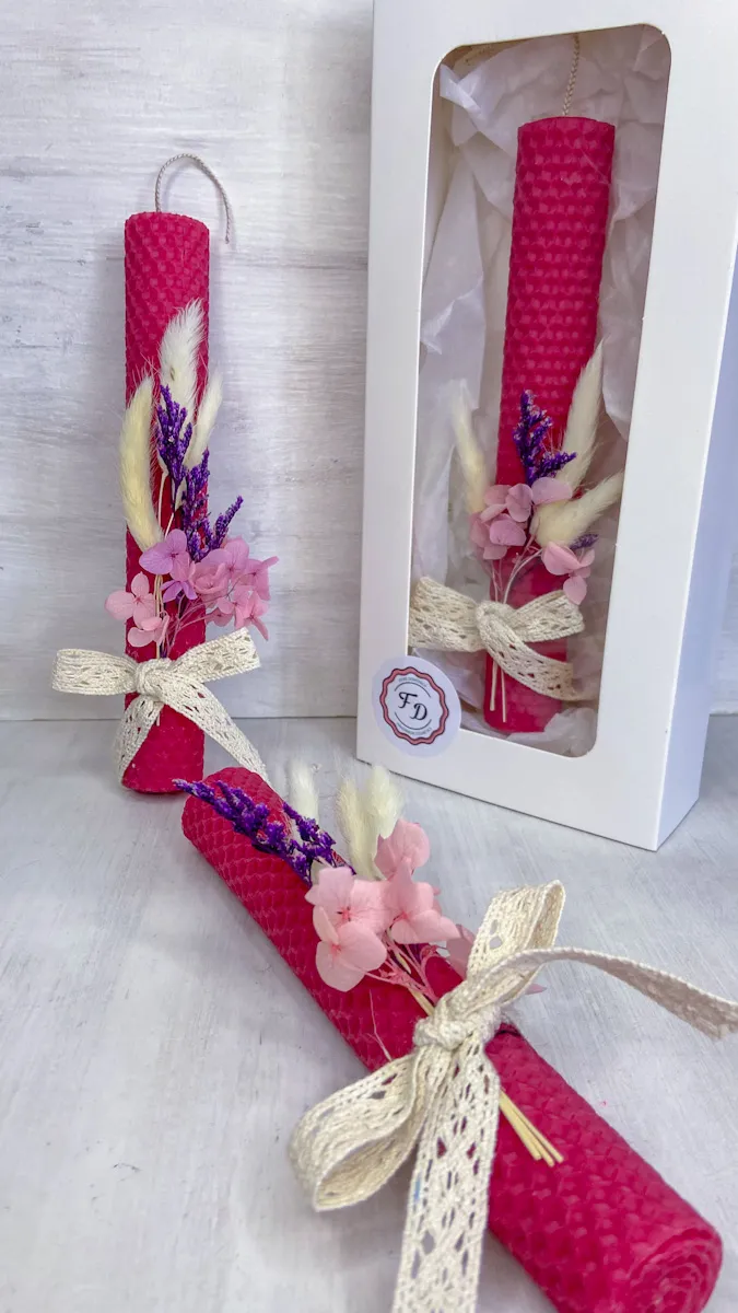 Φούξια Πασχαλινή Λαμπάδα από Φύλλα Κηρήθρας