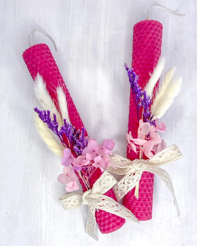 Φούξια Πασχαλινή Λαμπάδα από Φύλλα Κηρήθρας