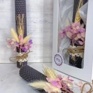 Γκρι Πασχαλινή Λαμπάδα από Φύλλα Κηρήθρας