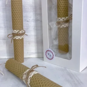 Μπεζ Πασχαλινή Λαμπάδα από Φύλλα Κηρήθρας