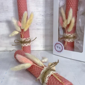 Ροζ Πασχαλινή Λαμπάδα από Φύλλα Κηρήθρας