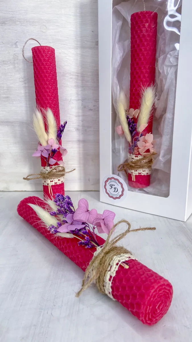 Φούξια Πασχαλινή Λαμπάδα από Φύλλα Κηρήθρας