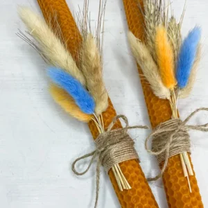 Πορτοκαλί Πασχαλινή Λαμπάδα από Φύλλα Κηρήθρας 30cm