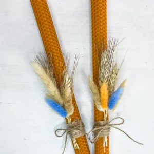 Πορτοκαλί Πασχαλινή Λαμπάδα από Φύλλα Κηρήθρας 30cm