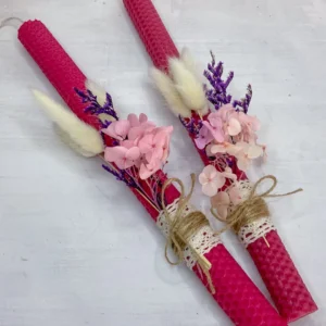 Φούξια Πασχαλινή Λαμπάδα από Φύλλα Κηρήθρας 30cm